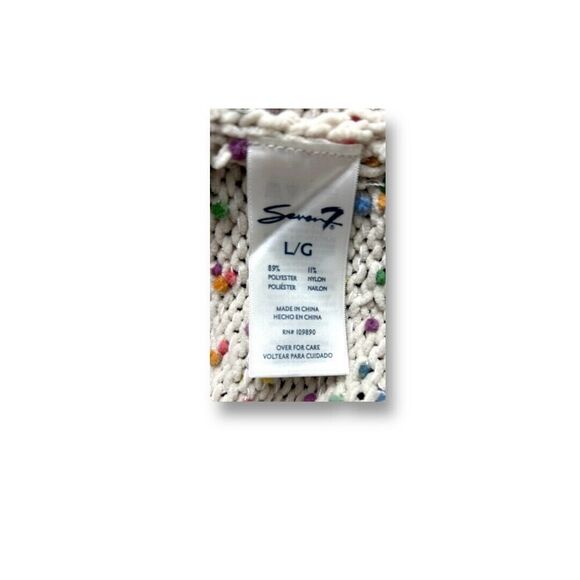 Seven7 Beige Confetti Chunky Knit Sweater Crew Neck Academia Preppy Size Large - Picture 10 of 10